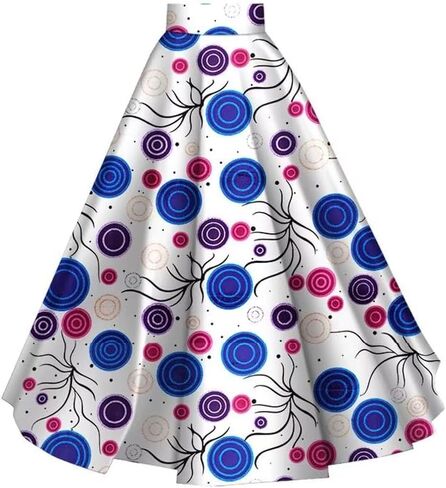 iooiooi African Skirt for Women Ankle Length Cotton Dashiki Print Long Skirt in Kuwait