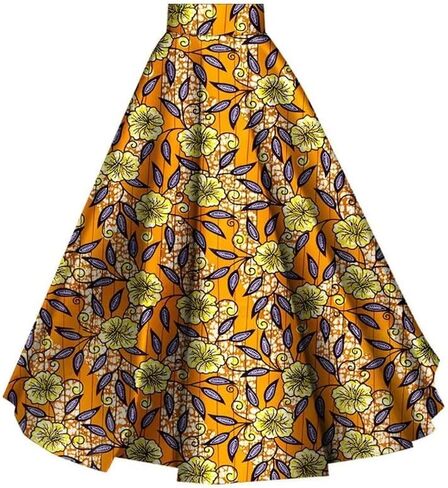 iooiooi African Skirt for Women Ankle Length Cotton Dashiki Print Long Skirt in Kuwait