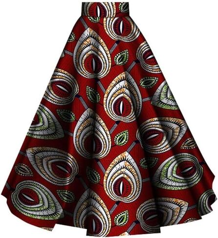 iooiooi African Skirt for Women Ankle Length Cotton Dashiki Print Long Skirt in Kuwait