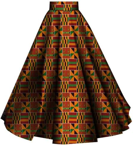 iooiooi African Skirt for Women Ankle Length Cotton Dashiki Print Long Skirt in Kuwait