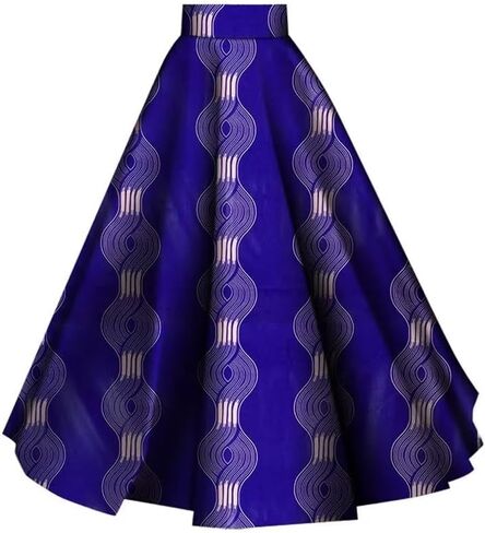 iooiooi African Skirt for Women Ankle Length Cotton Dashiki Print Long Skirt in Kuwait