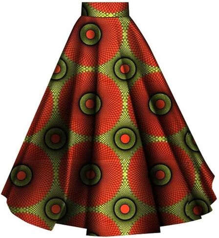 iooiooi African Skirt for Women Ankle Length Cotton Dashiki Print Long Skirt in Kuwait