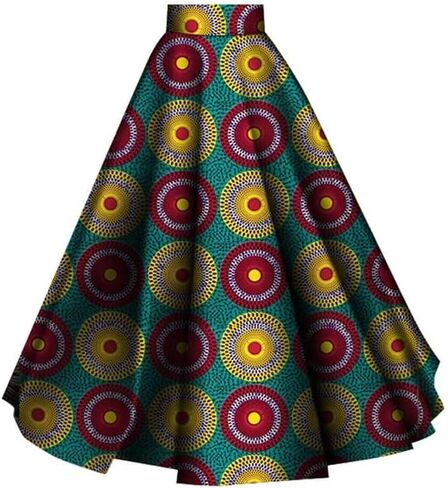 iooiooi African Skirt for Women Ankle Length Cotton Dashiki Print Long Skirt in Kuwait