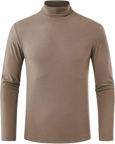 Mens Turtleneck Shirts Long Sleeve Thermal Undershirts Stretch Slim Fit Basic Tops in Kuwait