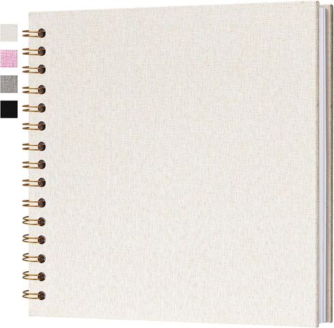 7x7 Inch Scrapbook DIY Photo Album Linen Cover Hardcover White Pages 20 Sheets Small Scrap Memory Book Beige in Kuwait