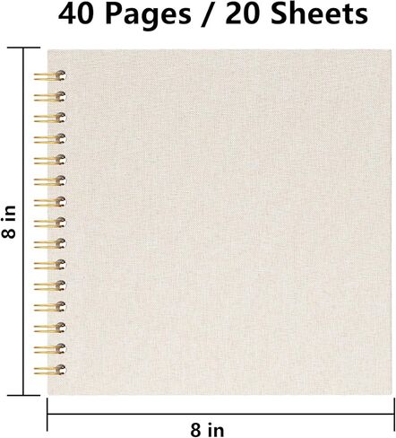 7x7 Inch Scrapbook DIY Photo Album Linen Cover Hardcover White Pages 20 Sheets Small Scrap Memory Book Beige in Kuwait