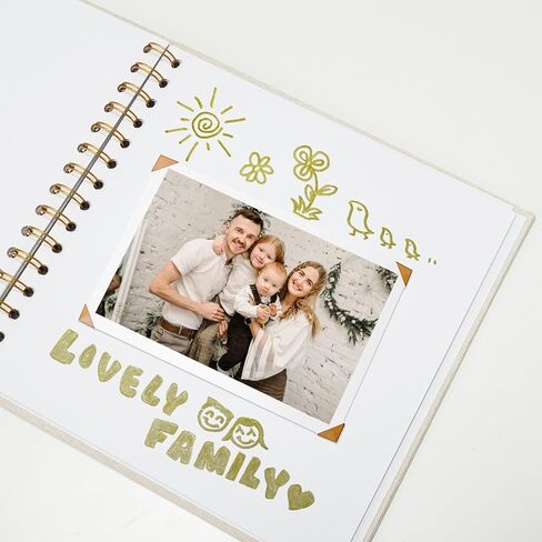 7x7 Inch Scrapbook DIY Photo Album Linen Cover Hardcover White Pages 20 Sheets Small Scrap Memory Book Beige in Kuwait