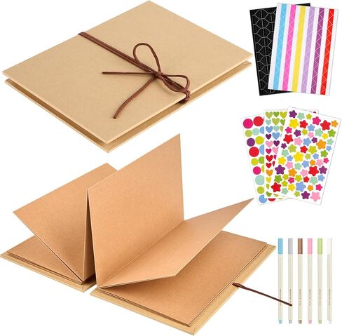6 x 8 Inch Small Scrapbook Album with Brown Pages, Stretchable Folding Photo Album with DIY Accessories Kit, Hardcover Memory Book Accordion Adventure Scrapbook in Saudi Arabia