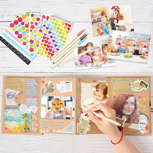 6 x 8 Inch Small Scrapbook Album with Brown Pages, Stretchable Folding Photo Album with DIY Accessories Kit, Hardcover Memory Book Accordion Adventure Scrapbook in Saudi Arabia