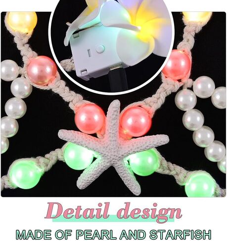 Nicute لؤلؤة نجم البحر الجسم سلسلة سترة تضيء LED الطبقات الصدرية زهرة الرسن توهج بيكيني التستر الجسم اكسسوارات للنساء in Kuwait