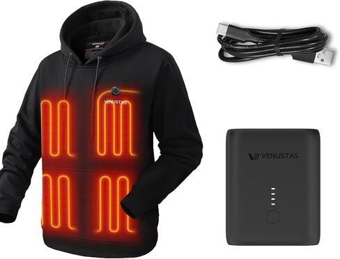 Venustas Pullover Heated Hoodie for Men and Women (Small) with 7.4V Battery Pack and an Extra 7.4V Ultra-Compact Battery in Saudi Arabia