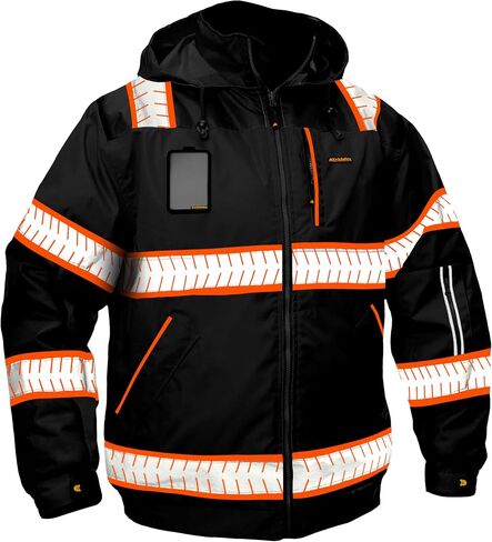 KwikSafety - Charlotte, NC - ENFORCER Bomber Safety Jacket - DETACHABLE ID POCKET – Insulated Reflective Work Jacket/Black XL in Kuwait