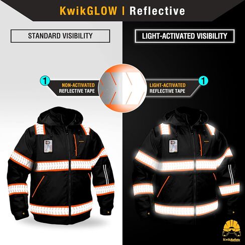 KwikSafety - Charlotte, NC - ENFORCER Bomber Safety Jacket - DETACHABLE ID POCKET – Insulated Reflective Work Jacket/Black XL in Kuwait