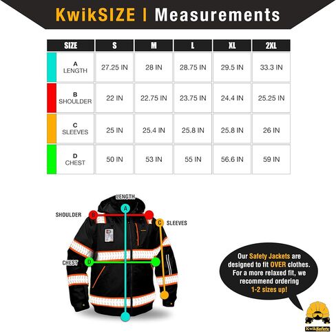 KwikSafety - Charlotte, NC - ENFORCER Bomber Safety Jacket - DETACHABLE ID POCKET – Insulated Reflective Work Jacket/Black XL in Kuwait