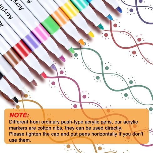 HXXN 24 Colors Acrylic Paint Markers Pens for Graffiti, Rock, Wood, Canvas, Glass, Fabric, Ceramic, DIY Crafts Art Supplies for Adults Kids in Saudi Arabia
