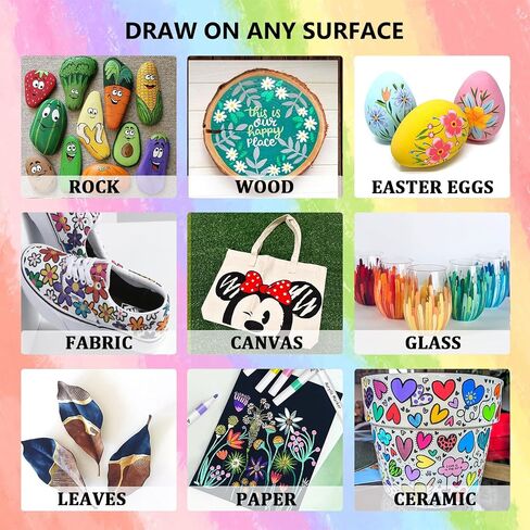 HXXN 24 Colors Acrylic Paint Markers Pens for Graffiti, Rock, Wood, Canvas, Glass, Fabric, Ceramic, DIY Crafts Art Supplies for Adults Kids in Saudi Arabia