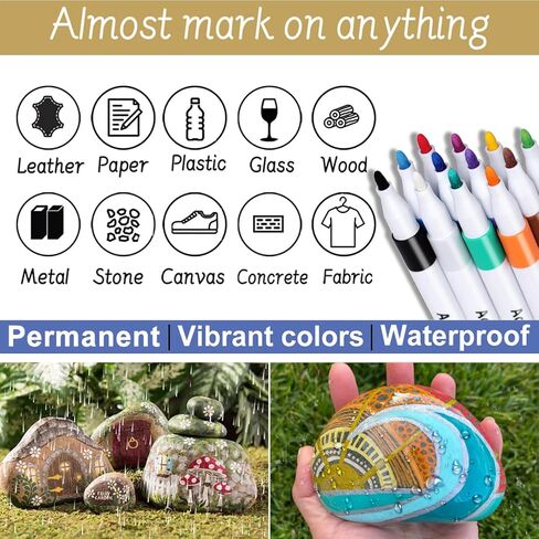 HXXN 24 Colors Acrylic Paint Markers Pens for Graffiti, Rock, Wood, Canvas, Glass, Fabric, Ceramic, DIY Crafts Art Supplies for Adults Kids in Saudi Arabia