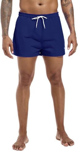 Mens Swim Trunks 3 Inch Inseam Short Swimwear Bathing Suit Quick Dry Mesh Beach Swimming Shorts in Saudi Arabia