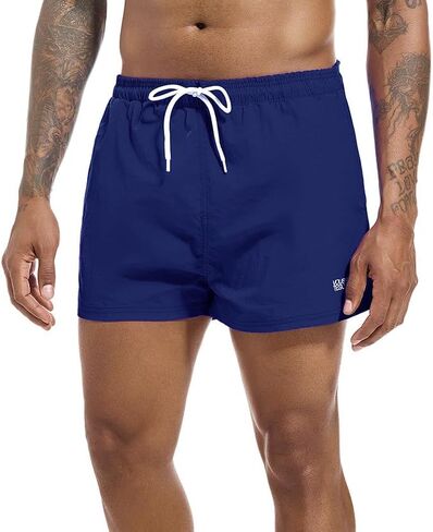 Mens Swim Trunks 3 Inch Inseam Short Swimwear Bathing Suit Quick Dry Mesh Beach Swimming Shorts in Saudi Arabia