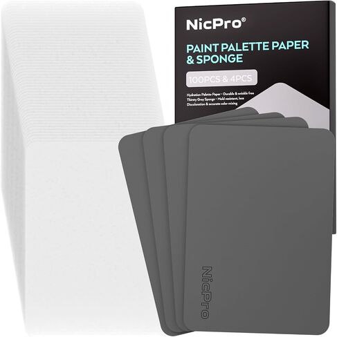 Nicpro 4 Pack Wet Palette Sponges and 100 Sheets Pallet Paper Refillment, Designed for Stay Wet Palette to Save Paints and Keep Wet for Miniature & Model Painting, 40K and Acrylic Painting in Saudi Arabia