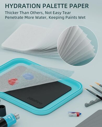 Nicpro 4 Pack Wet Palette Sponges and 100 Sheets Pallet Paper Refillment, Designed for Stay Wet Palette to Save Paints and Keep Wet for Miniature & Model Painting, 40K and Acrylic Painting in Saudi Arabia