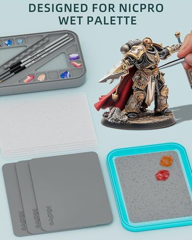 Nicpro 4 Pack Wet Palette Sponges and 100 Sheets Pallet Paper Refillment, Designed for Stay Wet Palette to Save Paints and Keep Wet for Miniature & Model Painting, 40K and Acrylic Painting in Saudi Arabia
