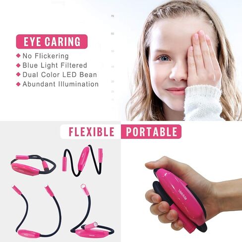 Vekkia Lightweight Neck Reading Light, Book Light for Reading in Bed, Knitting Light for Neck,3 Colors,9 Brightness,Rechargeable,Hand Free,Portable,Long Lasting,Outdoor,Gift for Craft&Crochet Lover in Kuwait