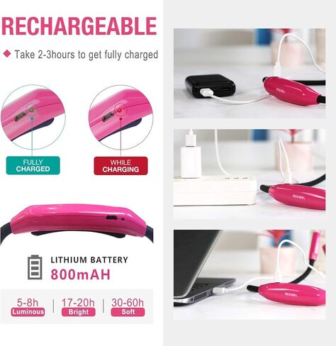 Vekkia Lightweight Neck Reading Light, Book Light for Reading in Bed, Knitting Light for Neck,3 Colors,9 Brightness,Rechargeable,Hand Free,Portable,Long Lasting,Outdoor,Gift for Craft&Crochet Lover in Kuwait