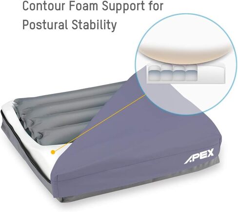 Apex Medical Sedens 500- Alternating Pressure Seat Cushion with Portable Pump – Lower Back & Butt Pain Relief- Fits Wheelchair, Office Chair, Driver Seat - Battery Embedded (17" x 17") in Saudi Arabia