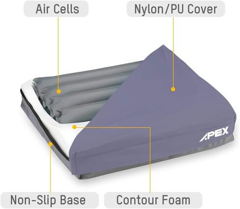 Apex Medical Sedens 500- Alternating Pressure Seat Cushion with Portable Pump – Lower Back & Butt Pain Relief- Fits Wheelchair, Office Chair, Driver Seat - Battery Embedded (17" x 17") in Saudi Arabia