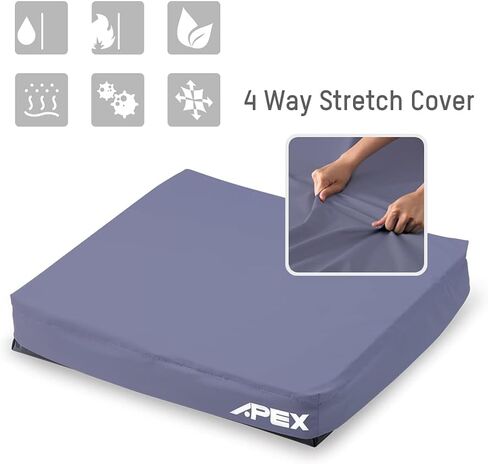 Apex Medical Sedens 500- Alternating Pressure Seat Cushion with Portable Pump – Lower Back & Butt Pain Relief- Fits Wheelchair, Office Chair, Driver Seat - Battery Embedded (17" x 17") in Saudi Arabia