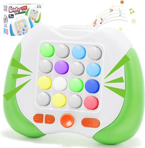 Quick Push Handheld Game for Kids 3-12, 7 Game Mode Flashing Fast Press Push Puzzle Games Sensory Fidget Toys, Christmas Birthday Gifts Travel Toys for Boys Girls Teens Adults - Green in Saudi Arabia