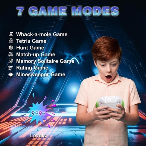 Quick Push Handheld Game for Kids 3-12, 7 Game Mode Flashing Fast Press Push Puzzle Games Sensory Fidget Toys, Christmas Birthday Gifts Travel Toys for Boys Girls Teens Adults - Green in Saudi Arabia