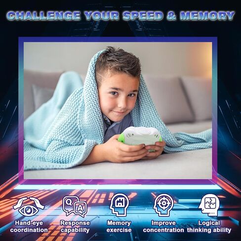 Quick Push Handheld Game for Kids 3-12, 7 Game Mode Flashing Fast Press Push Puzzle Games Sensory Fidget Toys, Christmas Birthday Gifts Travel Toys for Boys Girls Teens Adults - Green in Saudi Arabia