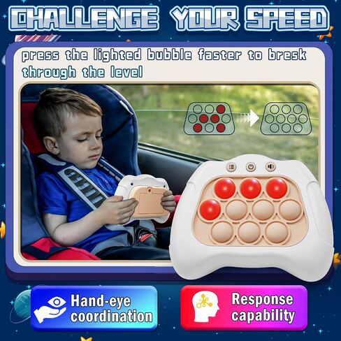 Quick Push Game，Pop Game Fidget Toys, Fast Push Bubble Game, Handheld Puzzle Game Sensory Toys ，Light Up Push Pop Game for Kids 3-12 Girls and Boys Teens Adults Decompression (White) in Saudi Arabia