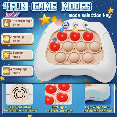 Quick Push Game，Pop Game Fidget Toys, Fast Push Bubble Game, Handheld Puzzle Game Sensory Toys ，Light Up Push Pop Game for Kids 3-12 Girls and Boys Teens Adults Decompression (White) in Saudi Arabia