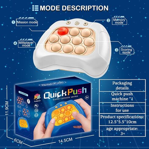 Quick Push Game，Pop Game Fidget Toys, Fast Push Bubble Game, Handheld Puzzle Game Sensory Toys ，Light Up Push Pop Game for Kids 3-12 Girls and Boys Teens Adults Decompression (White) in Saudi Arabia