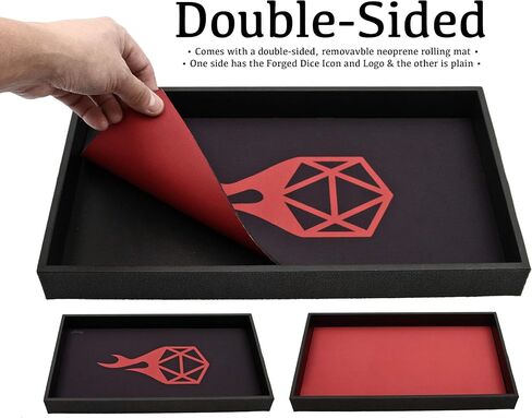 Forged Dice Co. Dice Tray 14" - Double Sided and Removable Neoprene Rolling Dice Mat - for Any Dice or Board Game, Tabletop RPGs Like D&D Pathfinder Roleplaying Game in Kuwait