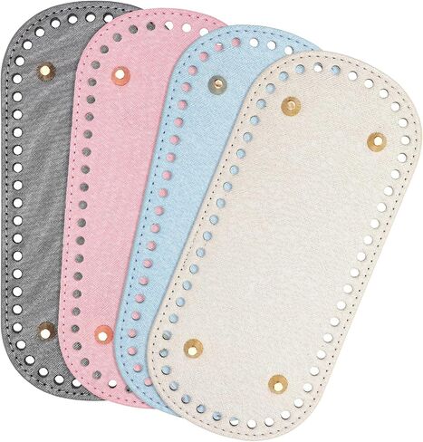 AHQiZFX 4 Pcs Bag Bases for Crochet 4 Colors Leather Bag Bottom Pad, Long Oval Purse Bottom Shaper Pad for Bags Cushion Base with Holes for DIY Crochet Bag Shoulder Bags Purse Crafts Making in Saudi Arabia
