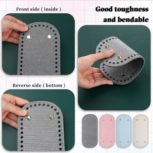 AHQiZFX 4 Pcs Bag Bases for Crochet 4 Colors Leather Bag Bottom Pad, Long Oval Purse Bottom Shaper Pad for Bags Cushion Base with Holes for DIY Crochet Bag Shoulder Bags Purse Crafts Making in Saudi Arabia