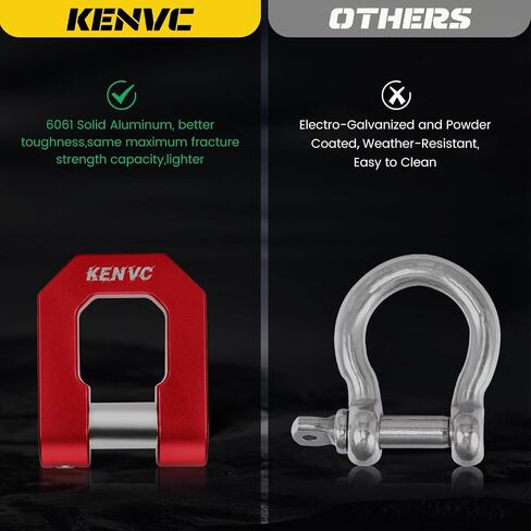 D Ring Shackles 3/4", Winch Shackles 68,000Ibs Break Strength with 7/8" Screw Pin Universal Use for Off Road Vehicle Recovery Silver Recovery Towing Trailer,Heavy Duty Shackles, Forged Steel (Red) in Saudi Arabia
