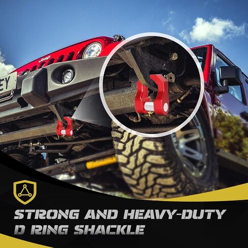 D Ring Shackles 3/4", Winch Shackles 68,000Ibs Break Strength with 7/8" Screw Pin Universal Use for Off Road Vehicle Recovery Silver Recovery Towing Trailer,Heavy Duty Shackles, Forged Steel (Red) in Saudi Arabia