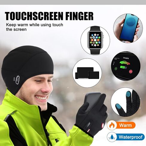 3 Pcs Men's Cycling Jacket Winter Warm Windproof Waterproof Windbreaker with Gloves and Helmet for Men Women in Saudi Arabia