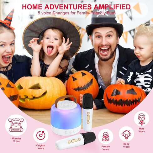 آلة كاريوكي صغيرة للأطفال، مكبر صوت بلوتوث محمول مع 2 ميكروفونات لاسلكية، مشغل موسيقى MP3 هدايا عيد الميلاد للفتيات في سن 3، 4، 5، 6، 7، 8، 9، 10 سنوات فما فوق حفلة منزلية عائلية in Kuwait