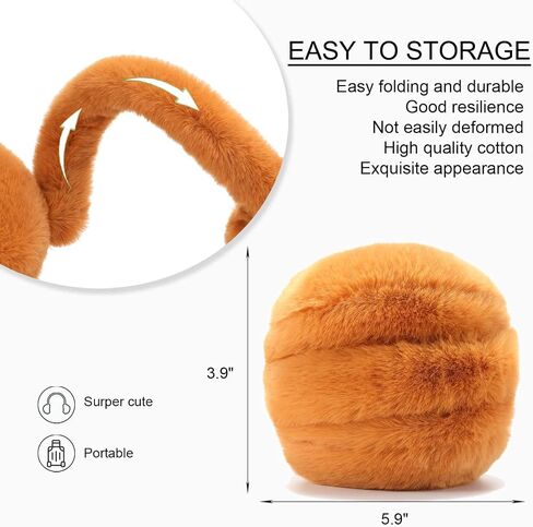 Foldable Ear Muffs for Women, Faux Fur Adjustable Earmuffs for Winter in Saudi Arabia