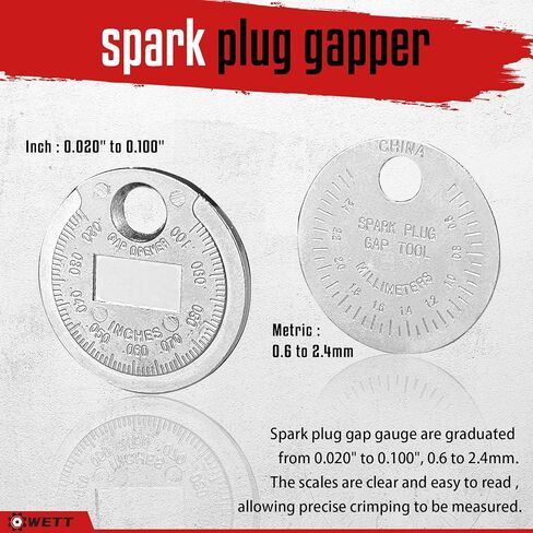 WETT 12Pcs Spark Plug Socket Set, 3/8" Drive Ratchet Handle with Mirror Polished Sockets, Spark Plug Gapper, Universal Joint and Extension Bar, Spark Plug Removal Tool with Rubber Retaining Ring in Saudi Arabia