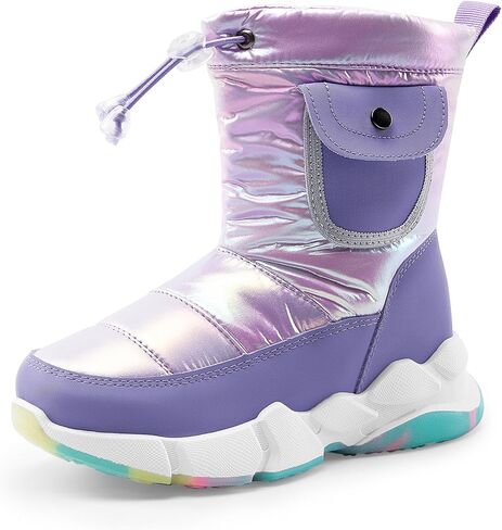 DREAM PAIRS Boys Girls Snow Boots Water Resistant Non-Slip Mid Calf Faux Fur Lining Lightweight Athletic Outdoor Warm Winter Shoes for Little/Big Kids in Kuwait