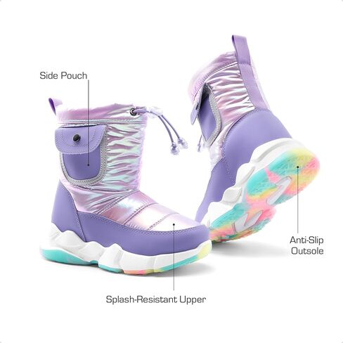 DREAM PAIRS Boys Girls Snow Boots Water Resistant Non-Slip Mid Calf Faux Fur Lining Lightweight Athletic Outdoor Warm Winter Shoes for Little/Big Kids in Kuwait
