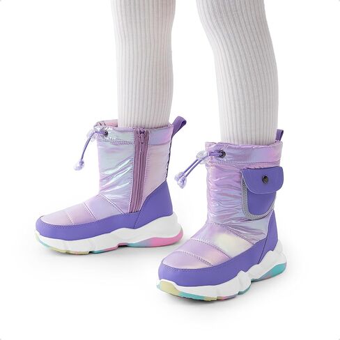 DREAM PAIRS Boys Girls Snow Boots Water Resistant Non-Slip Mid Calf Faux Fur Lining Lightweight Athletic Outdoor Warm Winter Shoes for Little/Big Kids in Kuwait