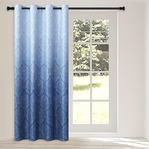 ستائر باب منزلقة باللون الرمادي من DWCN - ستائر خصوصية لمقسم الغرفة مقاس 8.3 × 7 أقدام مع نمط دمشقي متدرج - ستائر باب خزانة علوية واسعة جدًا لغرفة النوم/المطبخ/الفناء، لوحة واحدة، 100 × 84 بوصة in Kuwait